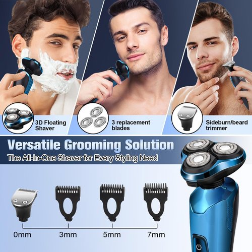 Electric Razor for Men, Shaver for Men Face,Waterproof Wet Dry Electric Shavers LED Display Cordless with Rechargeable Nose Hair Trimmer and Beard Trimmer,Prtable Travel Men's Razors