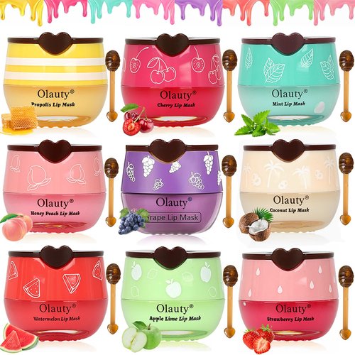 9 PCS Bee Lip Balm Lip Mask Honey Pot, Galentines & Valentines Day Gifts, Nourishing Hydrating Propolis Lip Balm for Dry, Chapped & Cracked Lips,Lip Sleeping Mask - Soften,Smooth & Reduce Lip Lines
