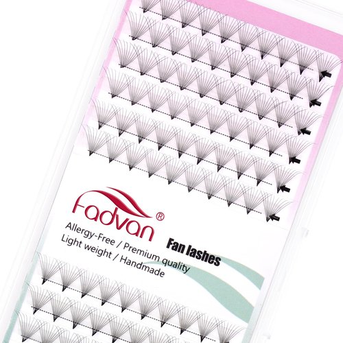 FADVAN 120PCS Premade Lash Fans 10D Premade Fans Eyelash Extensions C/D Curl Pre Made Fans Lash Extensions 3D/5D/10D/20D Short Stem Premade Fans Volume Lash Extensions (10D-0.07-C, MIX8-14)