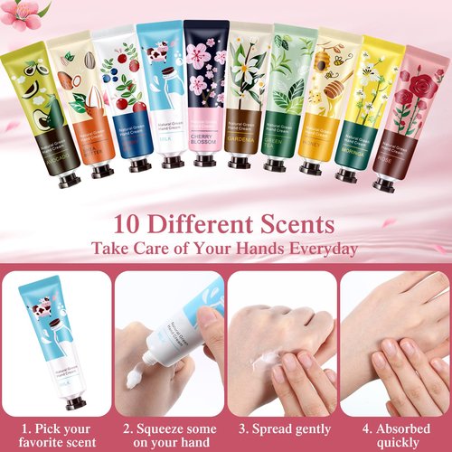 Dansib 60 Pack Hand Cream Gifts Set for Women Mothers Day Gifts for Mom Mini Lotion Bulk for Dry Cracked Hands, Mini Hand Lotion for Nurse Gifts,bridesmaid Gifts,teacher Appreciation Gifts,10 Styles
