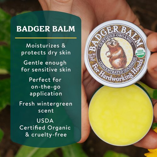Badger Healing Balm - Organic Hand Cream for Dry, Cracked Hands | Long-Lasting Moisturizer, 2 oz Tin