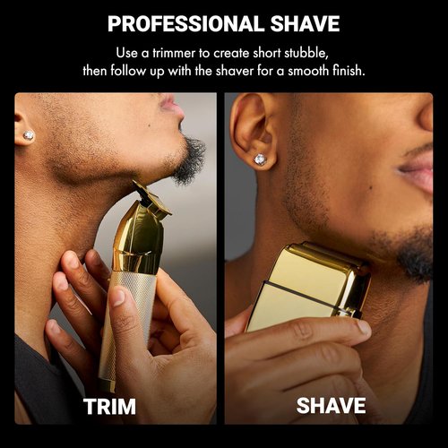 BaBylissPRO METALFX Double Foil Shaver - Portable Cordless Electric Razor for Beard, Head & Neck