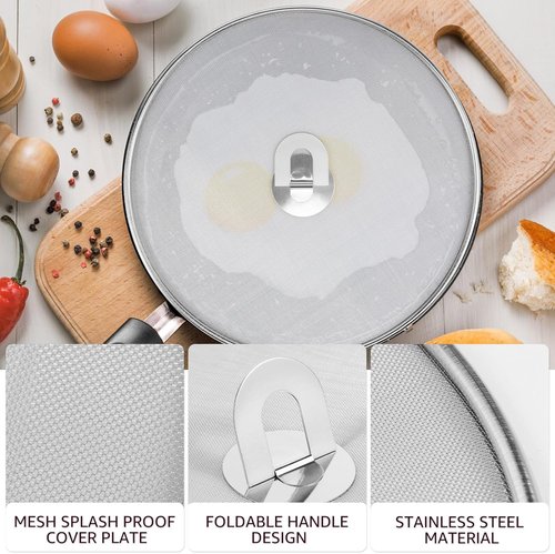 Skiennix Splatter Guard Set - Stainless Steel Frying Pan Screens with Foldable Handles | 3 Sizes (9.8", 11.4", 13")