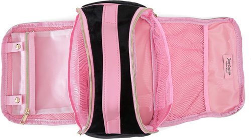Juicy Couture Makeup Bag - Vintage Style Velour Organizer with Rhinestone Crown | Black Travel Essentials