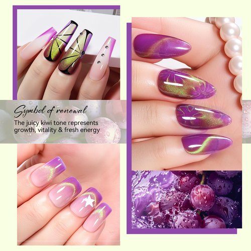 Makartt Cat Eye Gel Nail Polish - 10ml 3D Holographic Glitter Cateye Gel Polish with Magnet, Noble Purple, Long-Lasting UV/LED Soak Off for Salon & DIY - Lady Finger Grape
