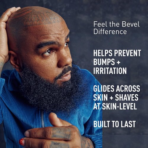 Bevel Safety Razor - Brass Weighted Handle & 10 Double Edge Blades | Prevent Razor Bumps, Black