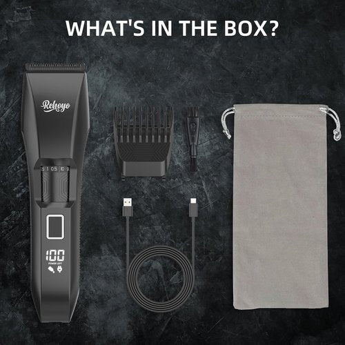 REHOYO Beard Trimmer for Men - Professional Cordless Hair Clippers with 20-Length Dial | Waterproof Stainless Steel Blades in Black