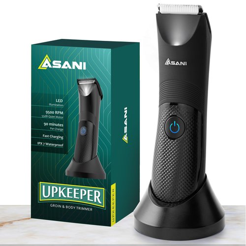 Manscape Body & Groin Hair Trimmer for Men - USB-C Rechargeable Groomer Razor with Ceramic Blade, LED Light, IPX7 Waterproof, Wet/Dry Electric Shaver, For Chest, Back, Hair Care, Balls, Asani Upkeeper