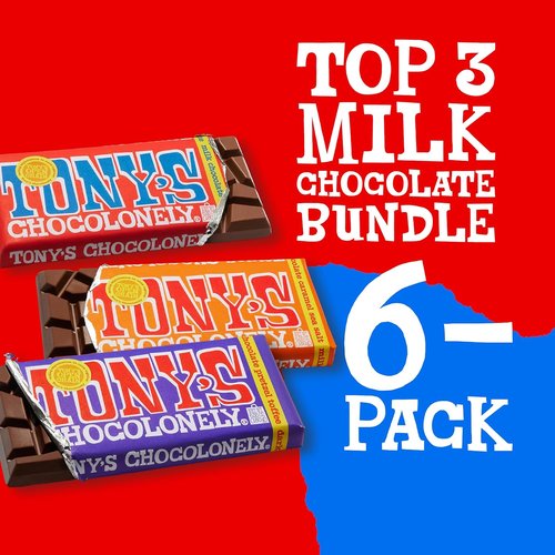 Tony's Chocolonely - Milk Chocolate Bundle - Fairtrade & B Corp Certified, No Artificial Flavoring - 6.35 Oz, 6 Bars