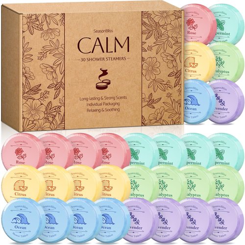 Shower Steamers 30 PCS with Individually Wrapped, Shower Bombs for Women with 6 Rich Scents, Rose Peppermint Citrus Eucalyptus Ocean Lavender, Valentines Birthday Mother's Day Present for Mom Wife Men