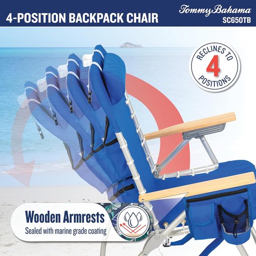 Tommy Bahama Folding Beach Chair - 4-Position Lace-Up Suspension - 17" Seat Height - Portable & Comfortable