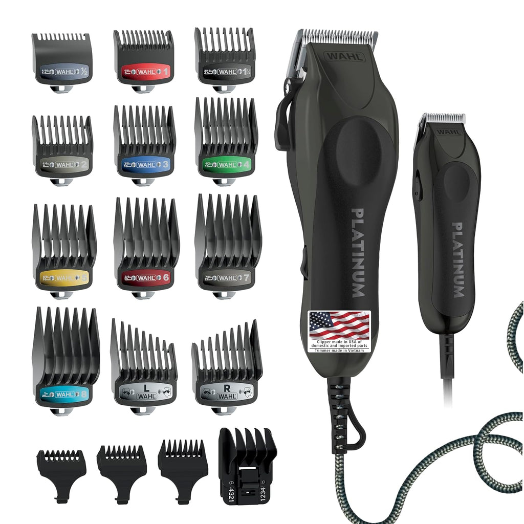 Wahl USA Pro Series Platinum Hair Clipper & Trimmer - Home Haircutting with Color-Coded Combs | Model 79804-100