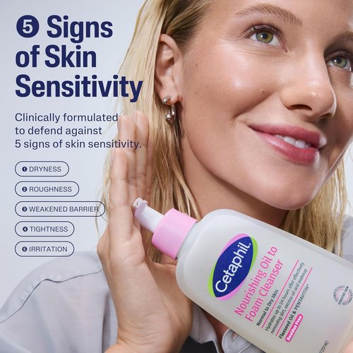 Cetaphil Nourishing Oil to Foam Facial Cleanser - 24 Hour Hydration for Normal to Dry Skin | 8 fl oz