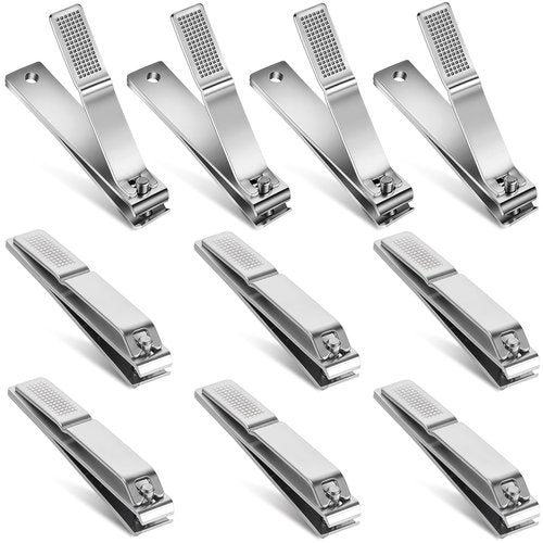 AVERZELLA 10-Pack Toenail Clippers, Straight Edge Toe Nail Clippers Bulk for Thick Nails Seniors, Large Stainless Steel Nail Clipper Set for Men Women Adults, 3.15 inch Long Handle (Silver)