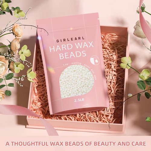 GIRLEARLE 2.5lb Unscented Wax Beads for Hair Removal, Brazilian Bikini Hard Wax for Women Men, Hard Wax beads Perfect for Full Body Legs, Face and Underarms at Home Waxing Beads for Sensitive Skin