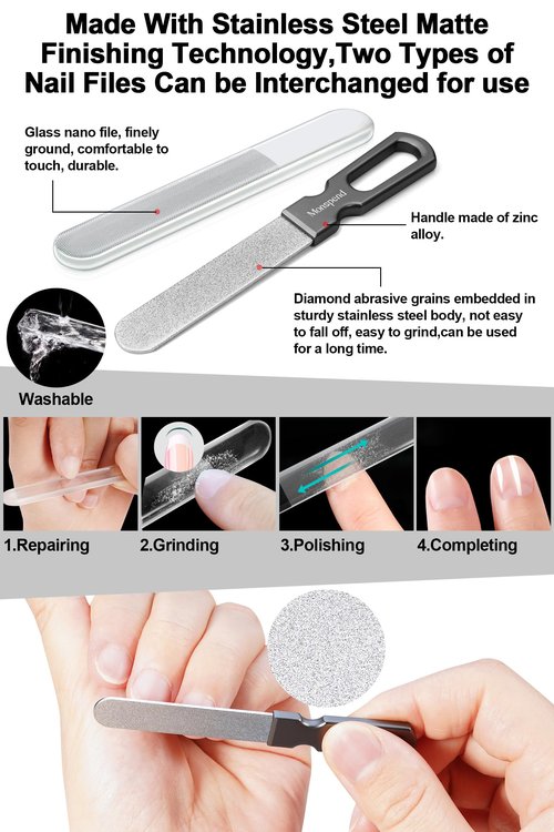 Monspend Nail Clippers with Catcher – No Splash Nail Cutters Fingernail and toenail Clippers for Thick Nail， Stainless Steel Fingernail Cutter for Men Women，Custom Flannelette Bag Storage
