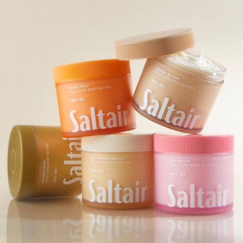Saltair Multi-Lipid Body Butter - Rich, Nourishing Hydrating Body Cream with Ceramide Complex, Coconut Oil, Shea Butter, and Sea Buckthorn. Moisturizing Dry Skin Care. 10oz Jar - Salt Water Vanilla