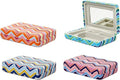 Kikkerland Portable Jewelry Storage Case with Mirror - Striped Travel Design, Random Style