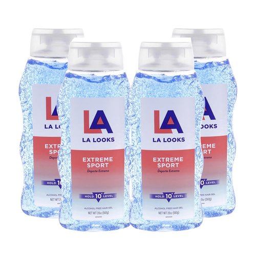L.A. Looks Extreme Sport Hold Hair Gel - Alcohol-Free, Non-Sticky Formula for Color-Treated Hair - 4 Pack
