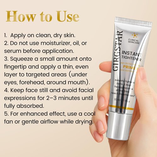 Girgstar Instant Face Blurring & Firming Primer for Face Before Makeup - Perfection Tightener Visibly Smooths the Look of Fine Lines, Wrinkles & Pores - Grips Makeup for Long Wear & Shine Control