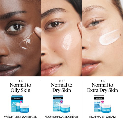 Neutrogena Hydro Boost Gel Cream with Hyaluronic Acid, Lightweight Facial Moisturizer for Normal to Dry Skin, Hydrating & Non-Comedogenic Face Cream for Dewy, Plump Skin, Fragrance Free, 1.7 fl. oz