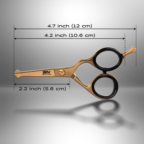 BRV MEN Rounded-Tip Small Trim Scissors for Men 4.2" | Titanium Series | Nose Hair Scissors for Men | Professional Grooming for Beard, Mustache & Ear Hair - RIGHT HANDED (Titanium Bronze)