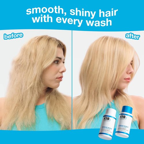 K18 Damage Shield Wash Care Set - Full-Size Color-Safe Shampoo & Conditioner | Reduces Frizz, Protects Hair Health