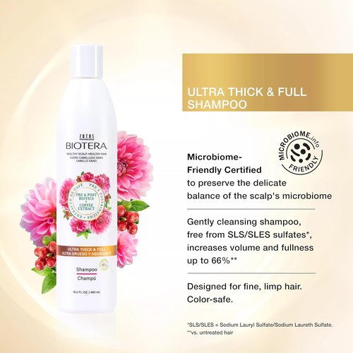 Biotera Volumizing Shampoo - Ultra Thick Formula for Fine Hair | Vegan, Paraben-Free & Color-Safe