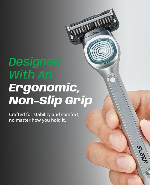 DORCO SLEEK Six Blade Razor System with Multi-Flex Technology Refill Set, Precision Shaving Razor Replacement Cartridge (8 Pack)