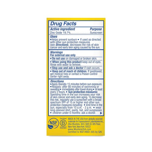 Mustela Baby Mineral Sunscreen Stick SPF 50 - Ultra Sheer, Water Resistant & Fragrance-Free - 0.6 oz.