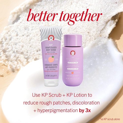 First Aid Beauty - KP Smoothing Body Lotion | 10% AHA & Lactic Acid for Exfoliation & Moisturization - New Peach Scent (6.7 fl oz)