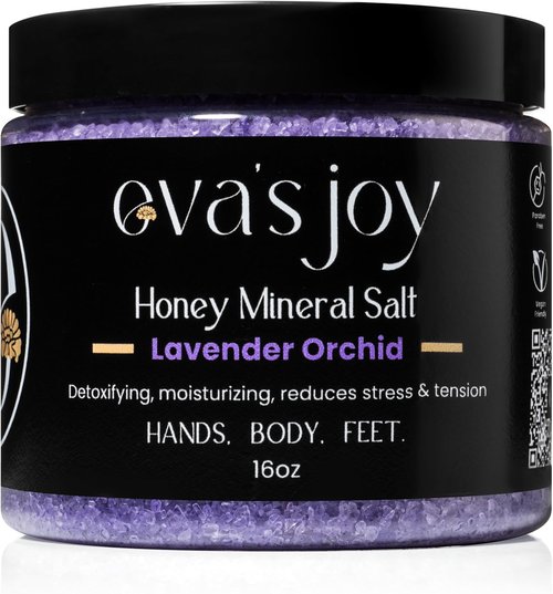 Eva's Joy Lavender Orchid Mineral Bath Soak - Nourishing Epsom Salt Crystals, Relaxing Lavender Scent, 16 oz