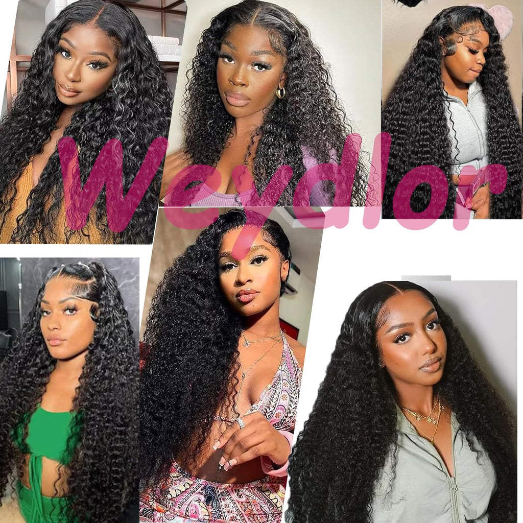 Weydlor 22 Inch Deep Wave Human Hair Bundles 12A Brazilian Deep Curly 1 Bundles for Black Women 100% Unprocessed Wet and Wavy Bundle Human Hair Natural Black