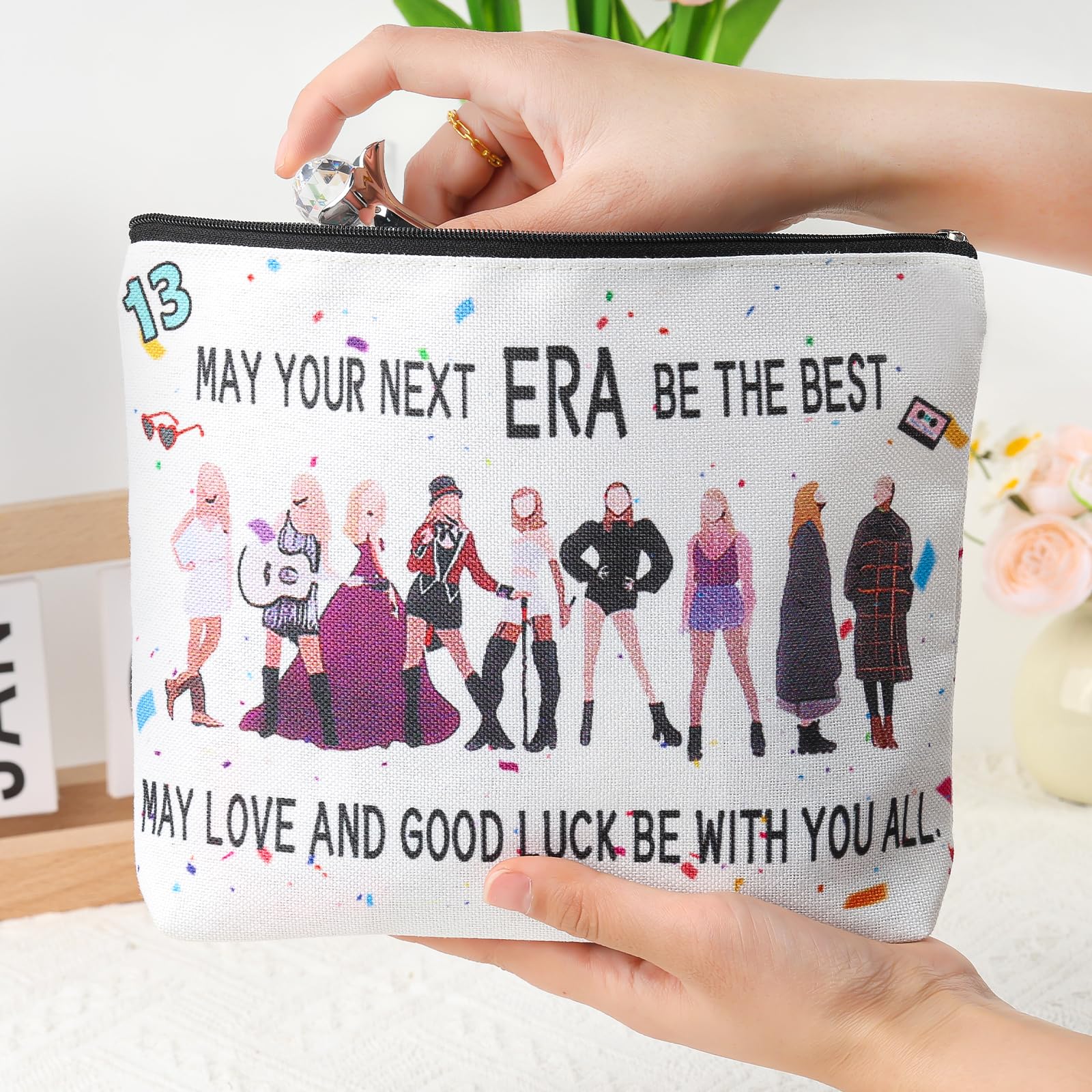 ZZLTAWS Singers Merch Makeup Bag, Music Loves Gifts Set Including 1 Makeup Bag, 1 Bracelets 1 Card 50Pcs Stickers, 8 Temporary Tattoos, Best Gifts for Girls Women and Music Fans