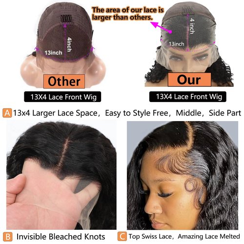 Espive 8Inch Deep Wave Bob Wig Human Hair 13x4 Frontal Lace Wig 220% Density Short Bob Wigs Human Hair for Black Women Natural Hairline Glueless Curly Bob Wig With Baby Hair Natural Black