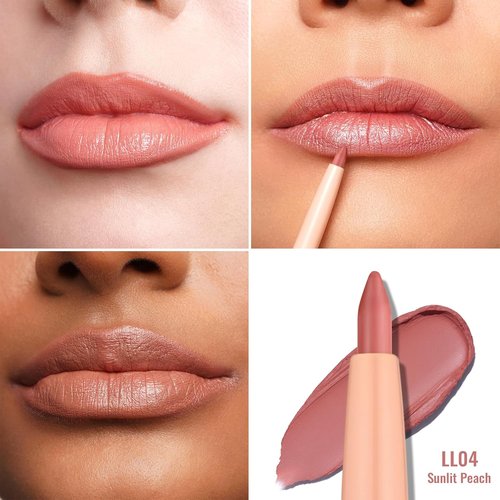 Oulac Waterproof Lipliner Pencil - Smooth, Creamy & Retractable Lip Makeup | Vegan & Cruelty-Free, LL04 Sunlit Peach