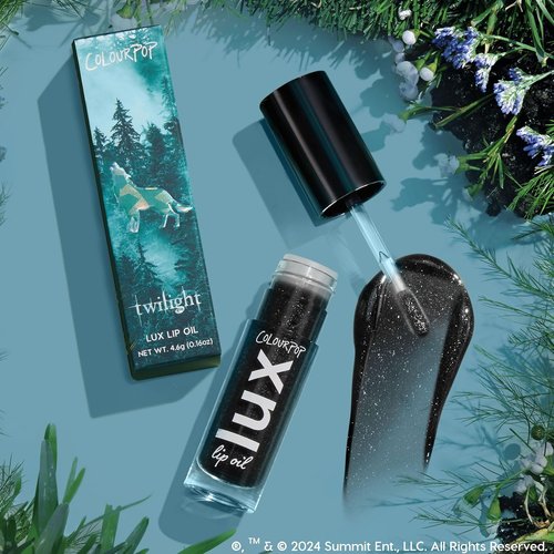 ColourPop x Twilight Lux Lip Oil - Hydrating Sheer Tinted Formula with Chamomile & Calendula - Nourishing Black Lip Oil - Team Jacob (0.16 oz)