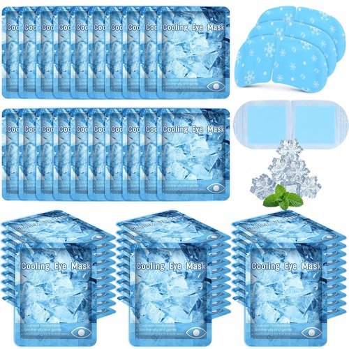Newcotte Cooling Eye Masks - 36 Pack Mint Scented Hydrogel Patches for Puffy Eyes | Travel Size Relaxation Gift