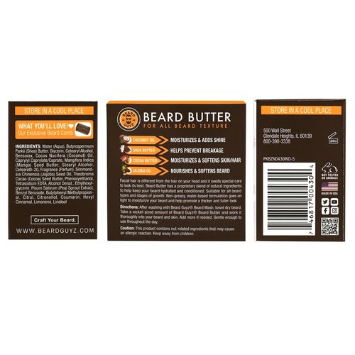 Beard Guyz Beard Butter - Moisturizing Leave-In Conditioner for Men, Tames Frizz & Softens Facial Hair - 4 oz