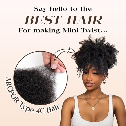 Afro Kinkys Bulk Human Hair, 18 Inch 50 Gram Soft 4C Afro Kinky-Curly Human Hair Bulk for Twist Dreadlocks Extensions Repair Locs Natural Black 1 Pack (1B, 18inch)