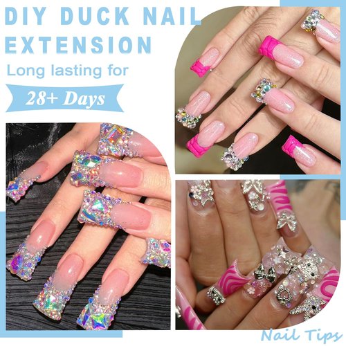 ASONRL 504Pcs Clear Duck Nail Tips Half Cover XXL Long Duck Nails Tips Press On - 12 Sizes Acrylic Gel DIY Nail Extensions for Salon-Worthy Duck Shaped Manicures & Nail Art with Box