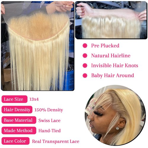 13x4 Lace Frontal Only Human Hair Honey Blonde 613 Color 13x4 Transparent Lace Frontal Closure Pre Plucked Invisible Hiar Knots 150% Brzilian Virgin Human Hair Blonde 613 14 Inch 13x4 Frontal Only