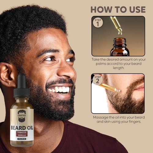 Crafted Beards Beard Oil Beard Oil Conditioner - Leave Your Beard Feeling Amazing - All Natural Ingredients - No Residue - Mustache Oil - 1oz - Made in the USA (Tobacco Vanilla)
