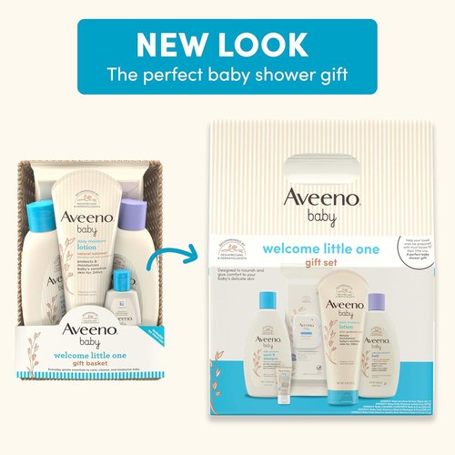 Aveeno Baby Gift Set - Nourishing Skincare Essentials with Body Wash, Shampoo, Lotion & Wipes | 5 Items