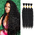 Human Braiding Hair for Boho Braids Deep Wave Bulk Human Hair 100g 24 Inch Curly Human Hair Extensions for Boho Braids Wet and Wavy Human Hair 4 Bundles/Pack Natural Color