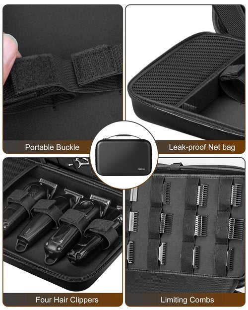 KiddoCraze Barber Bags for Hair Clippers and Supplies, Hair Cutting Barber Case Supplies Organizer, Hair Trimmer Organizer for Men Razor Guard Grooming Kits (Case Only)