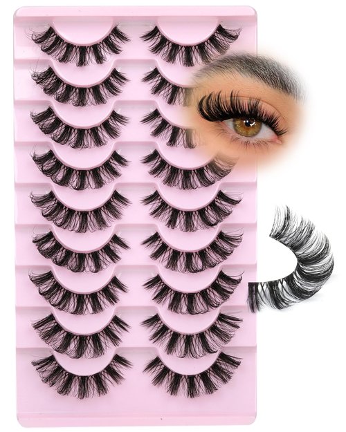 False Eyelashes that Look Like Extensions 16mm Lashes Strips with Clear Band Faux Mink Eyelashes Natural Look Fake Lashes Russian Strip Lashes for Clean Girl Makeup Strip 7 Pairs by Focipeysa