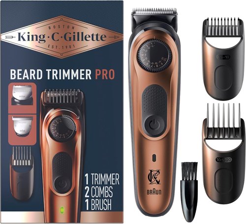 King C. Gillette Beard Trimmer PRO - Cordless Design with 40 Length Settings & Accessories Included