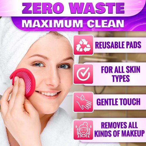 Skiennix 2-in-1 Face Scrub Pads - Washable Microfiber Makeup Remover Cloths | 3 Pcs for Gentle Exfoliation