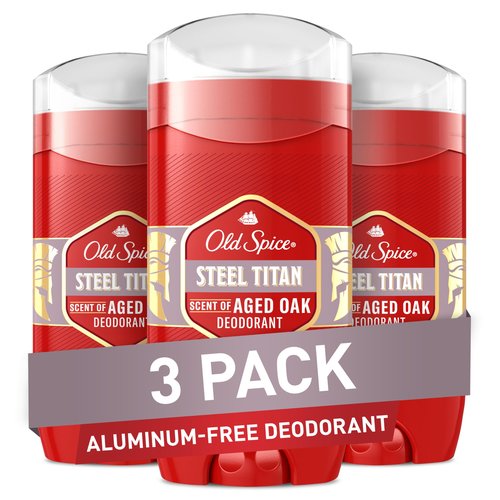 Old Spice Aluminum Free Deodorant for Men, 24/7 Odor Protection, 24/7 Freshness & Lasting Scent, Titan with Aged Oak Scent, 3.0 oz (Pack of 3)
